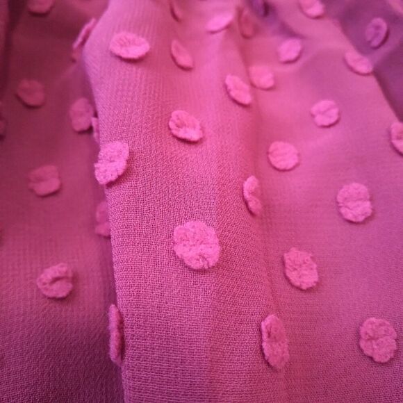 J. Crew Dark Berry Pink Swiss Dot Print Chiffon Midi Length Dress Women's Size 2 - Picture 9 of 12